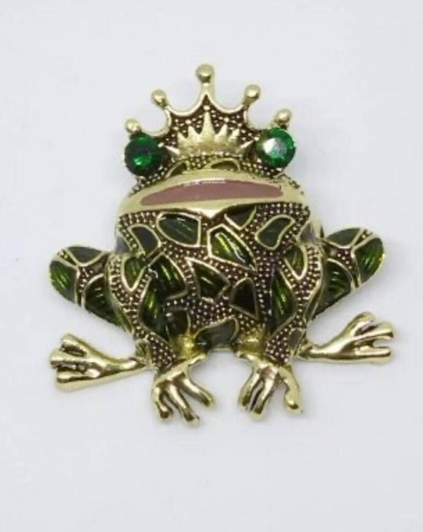 Broche Kikker met kroon