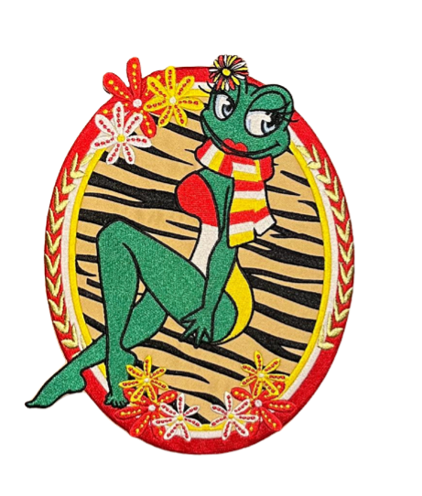 Rugembleem Pin-up kikkergirl