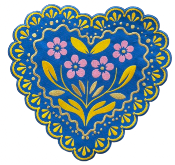 Rugembleem blauw geel hart