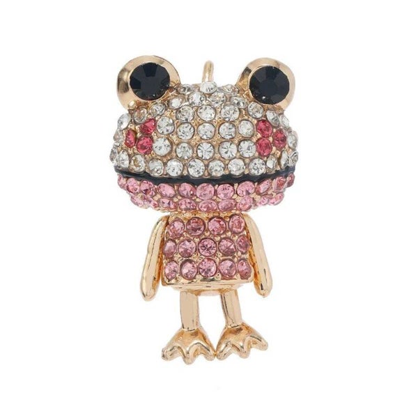 Broche strass kikker roze