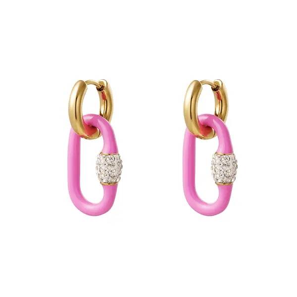 Disco diamonds, oorbellen (fuchsia)