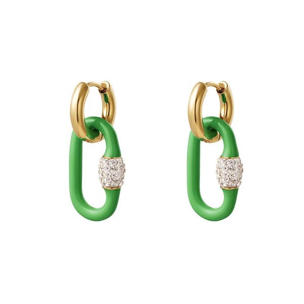 Disco diamonds, oorbellen (groen)