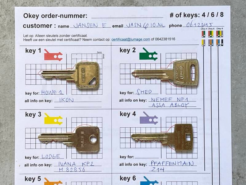 Klik voor Sleutelfomulier