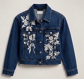 giacca in denim ricamata