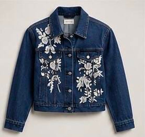 giacca in denim ricamata