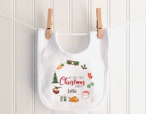 First Christmas Dinner Bib