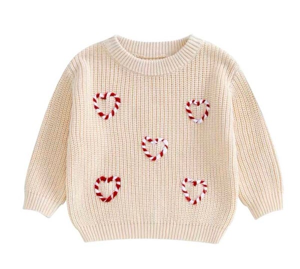 Knitted Candy Cane Heart Jumper