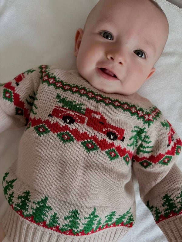 Christmas Tree Truck Knitted Jumper