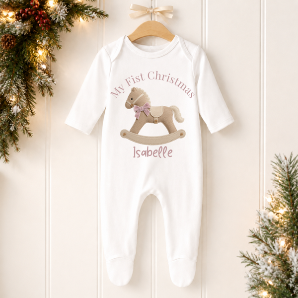 My First Christmas  Rocking Horse Sleepsuit