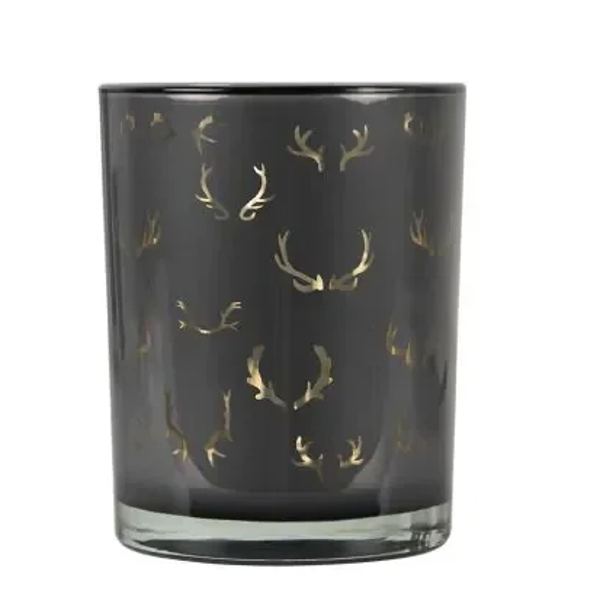 Windlicht silhouette gewei- medium 12 cm