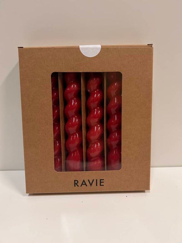 Glanzende swirl kaarsen van Ravi - rood