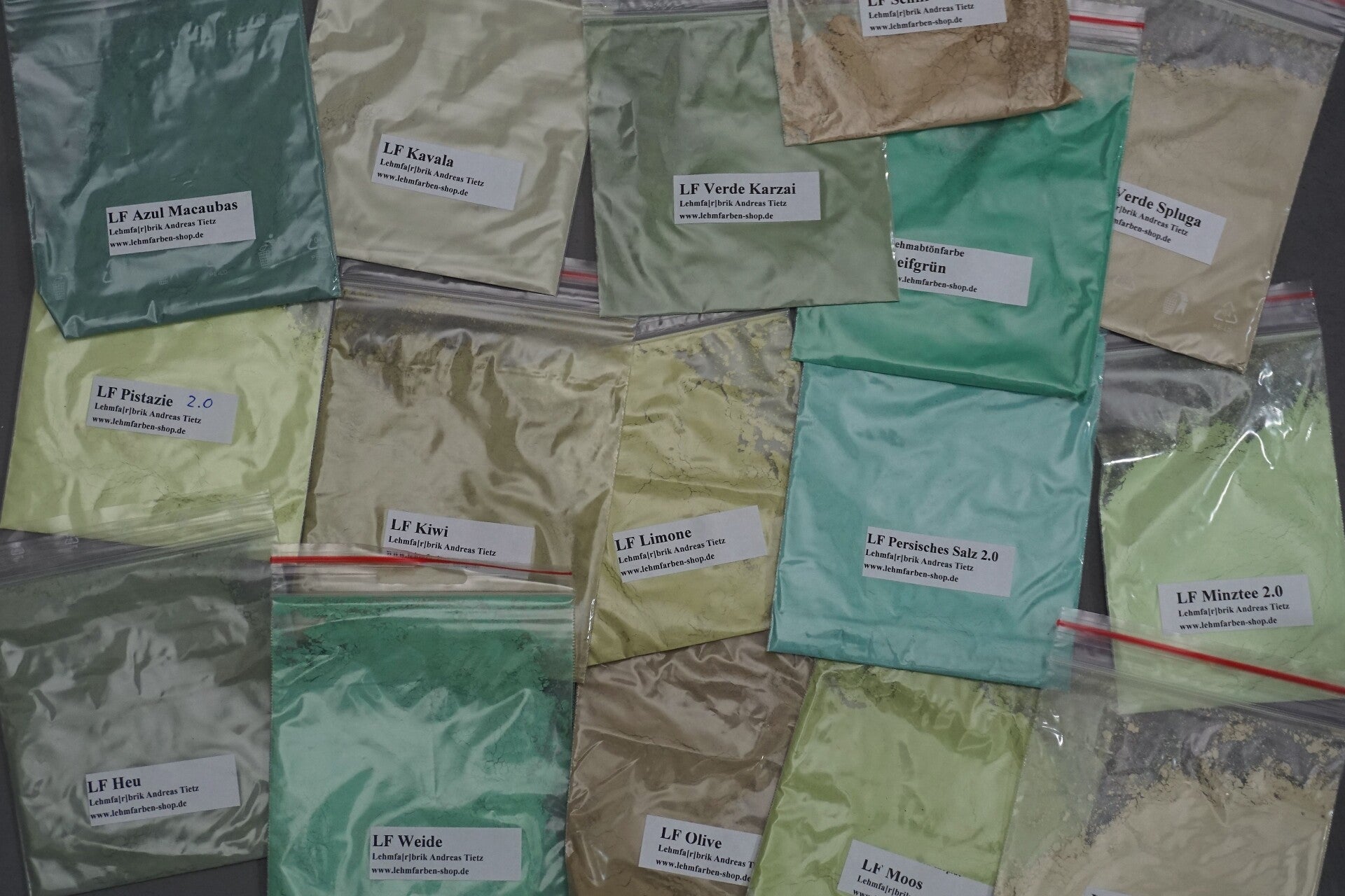 Lehmfarben Probierset / Grüntöne