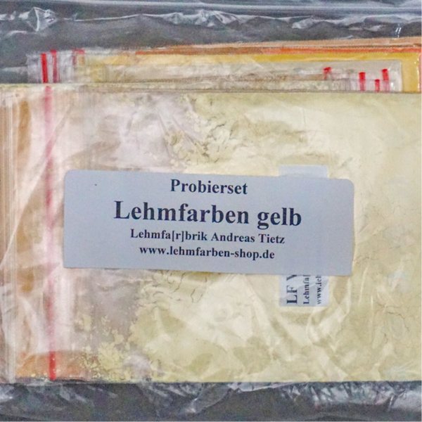 Tietz Lehmfarben Probierset – Farbtöne Gelb Ocker | Wand- & Innenraumfarbe