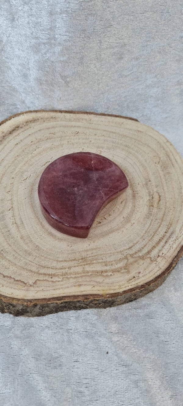 Erdbeerquarz Schälchen Mond