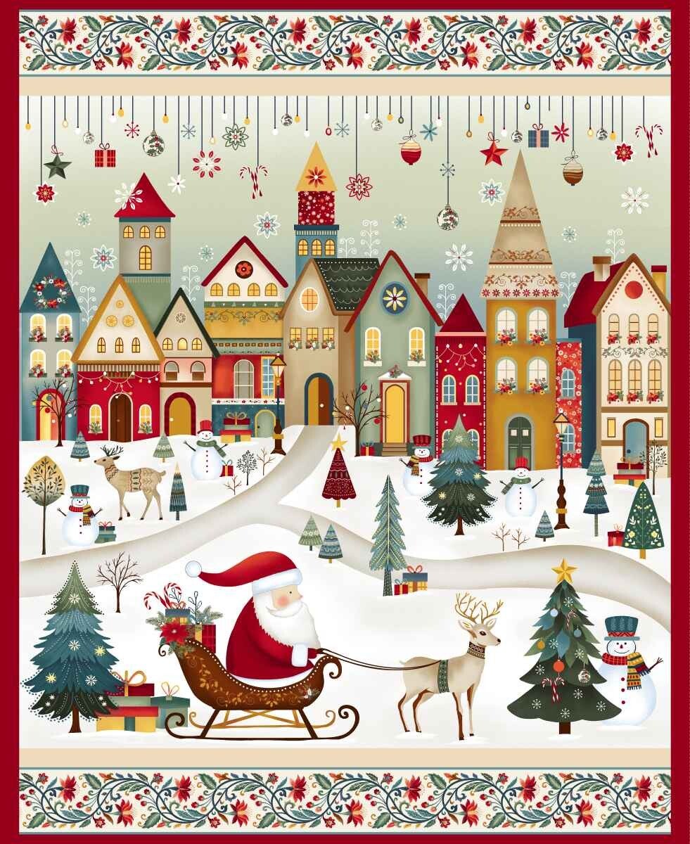 Nordic Holiday Village Santa Panel
