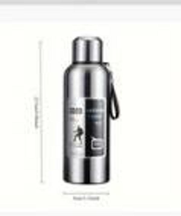 Outdoor Camping Water Bottle - Large Capacity Stainless Steel Insulated Bottle for Outdoor Sports, Tea and Coffee Separate Insulated Tumbler, Stainless Steel Insulated Bottle with Drinking Lid Silvery / 600ml