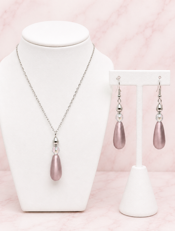 Blush Pink Teardrop Glass Bead Set
