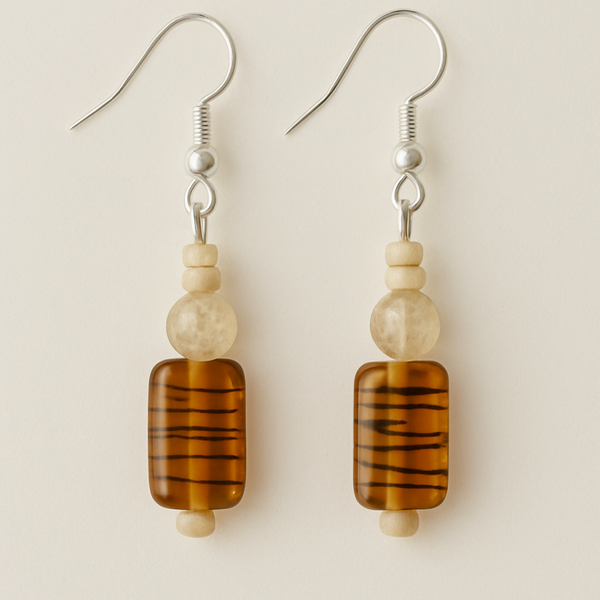 Amber Striped Glass with Neutral Accents