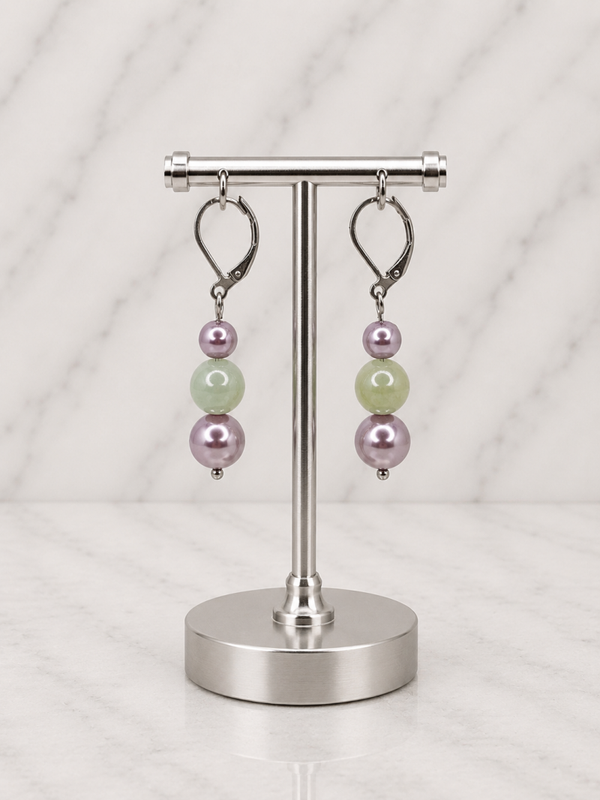 Lavender Meadow Pearl Drop Earrings