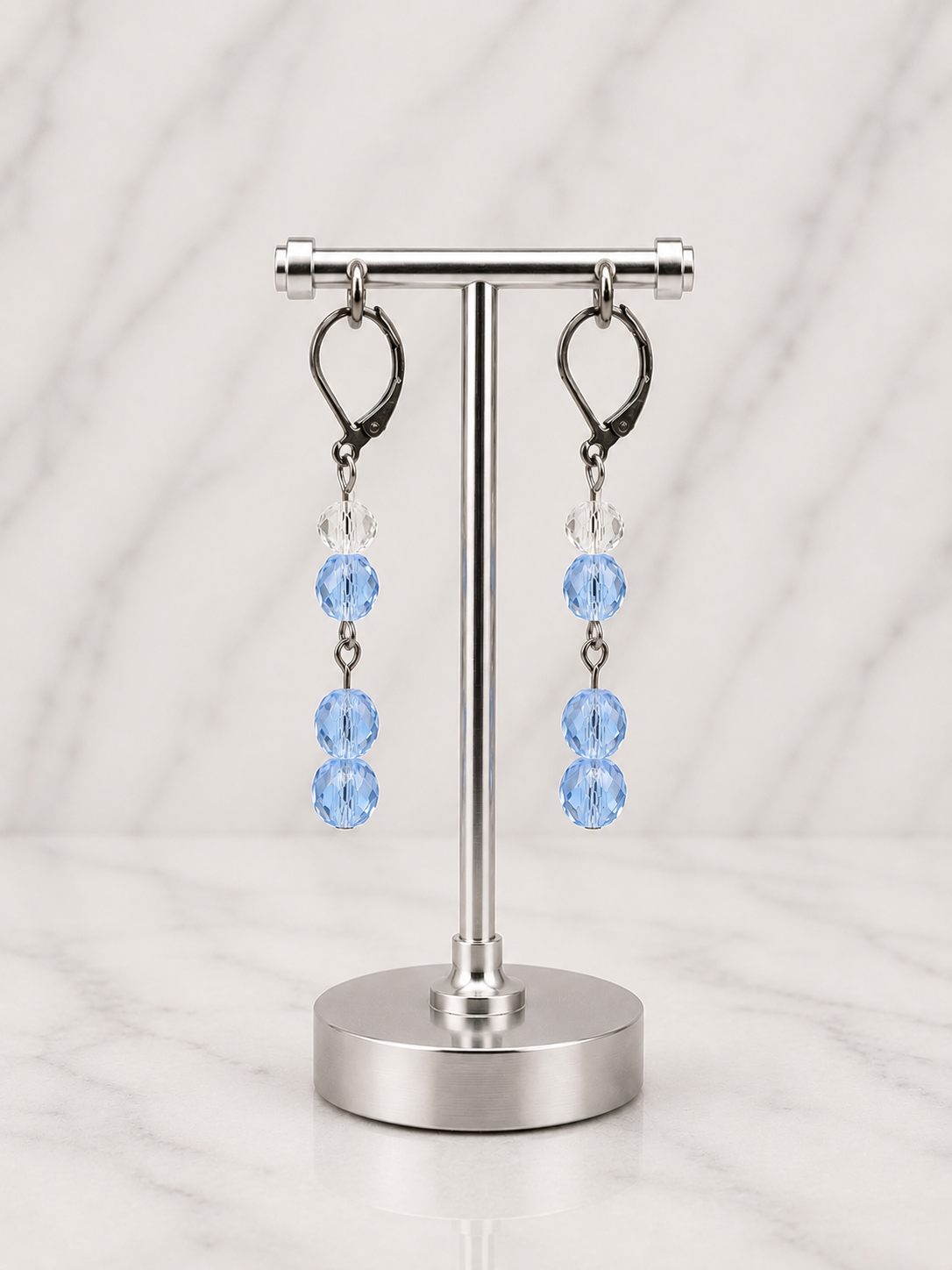 Sky Blue Crystal Cascade Earrings