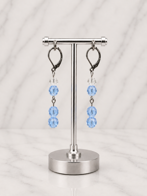 Sky Blue Crystal Cascade Earrings