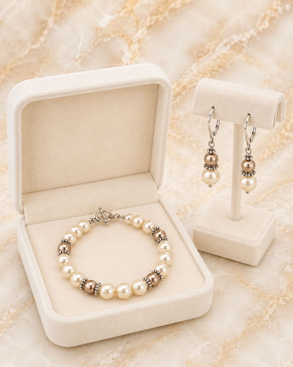 Heirloom Ivory Pearl Bracelet & Earring Set