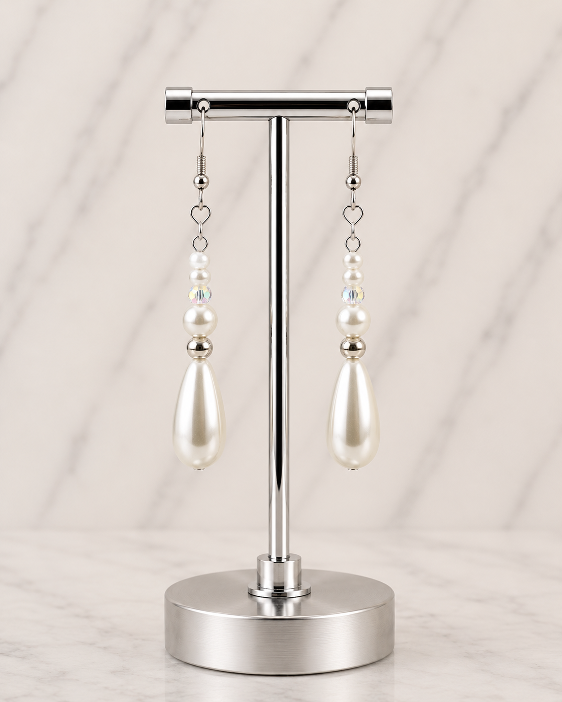 Tear Drop Pearl Earrings with Accent Beads