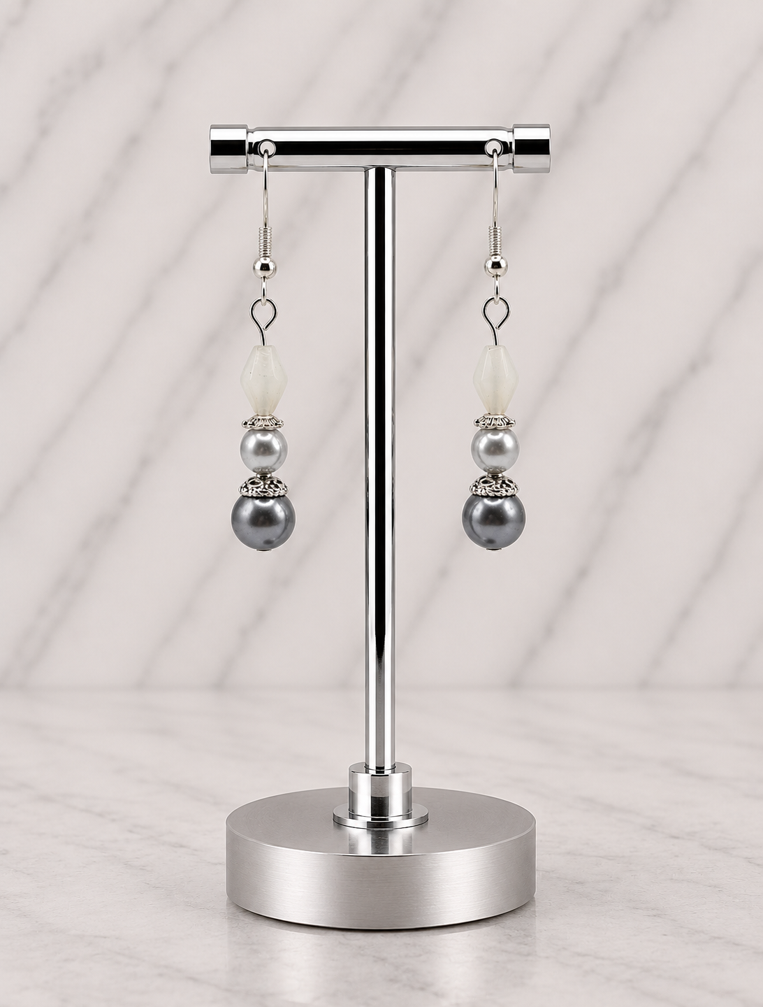 Silver Frost Pearl Winter Earrings