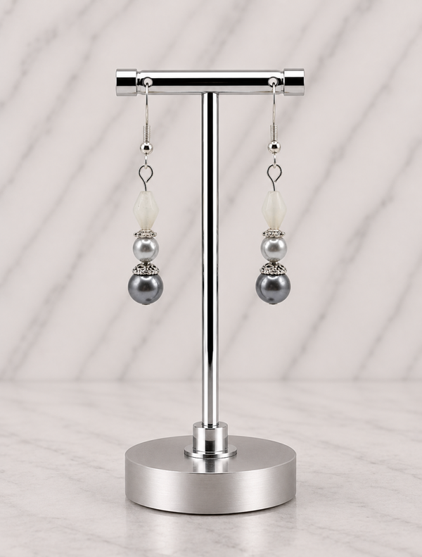 Silver Frost Pearl Winter Earrings