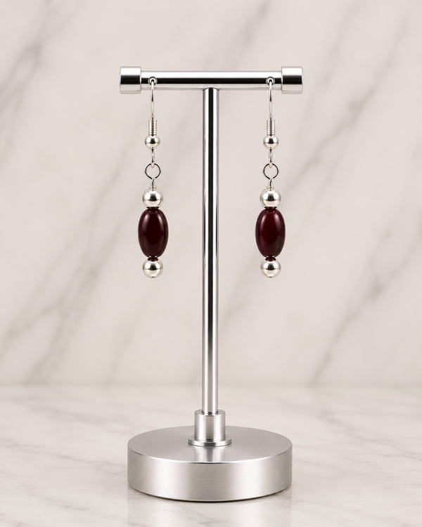 Deep Garnet Oval Earrings