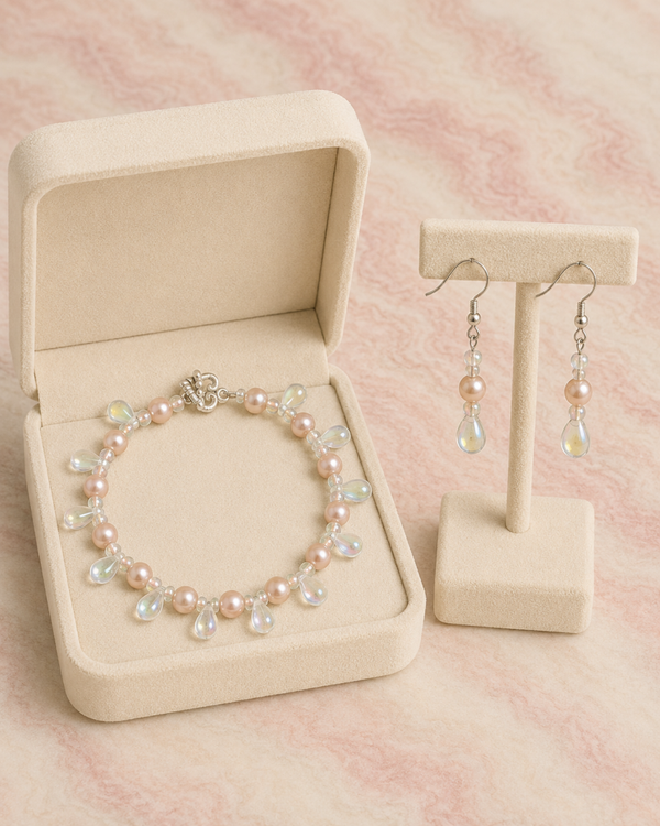 Blush Raindrop Bracelet & Earring Set