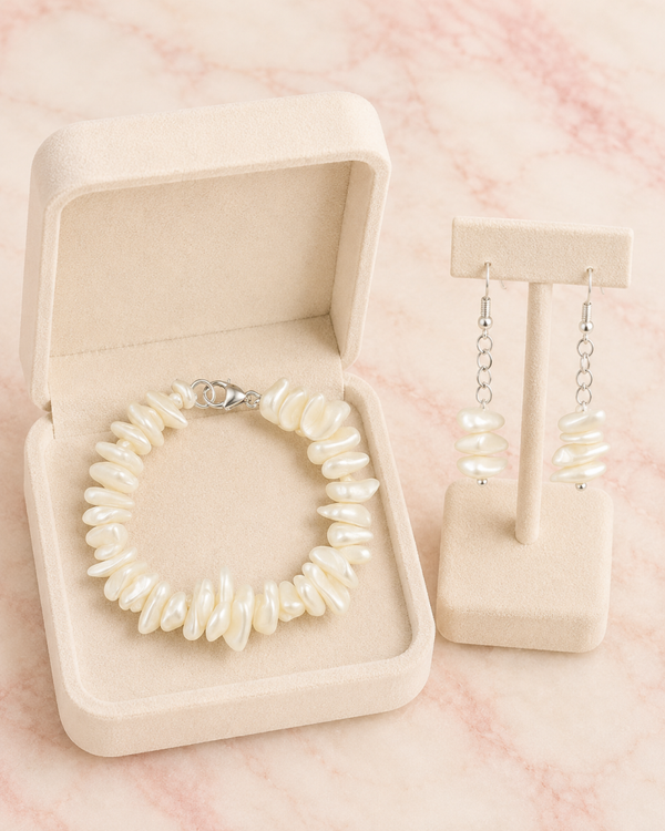 Mother of Pearl Chip Bracelet & Earring
