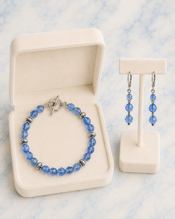 Azure Crystal Glow Bracelet & Earring Set