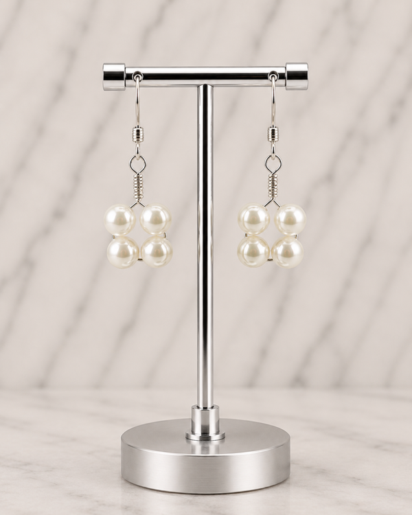 Cluster Pearl Drop Earrings