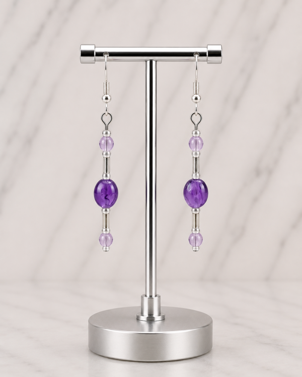 Amethyst Glow Glass Bead Earrings