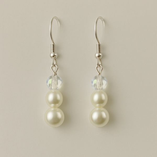 Elegant Pearl & Crystal Drop Earrings