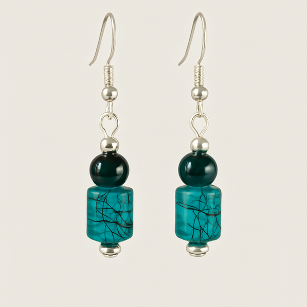 Teal Swirl Drop Earrings