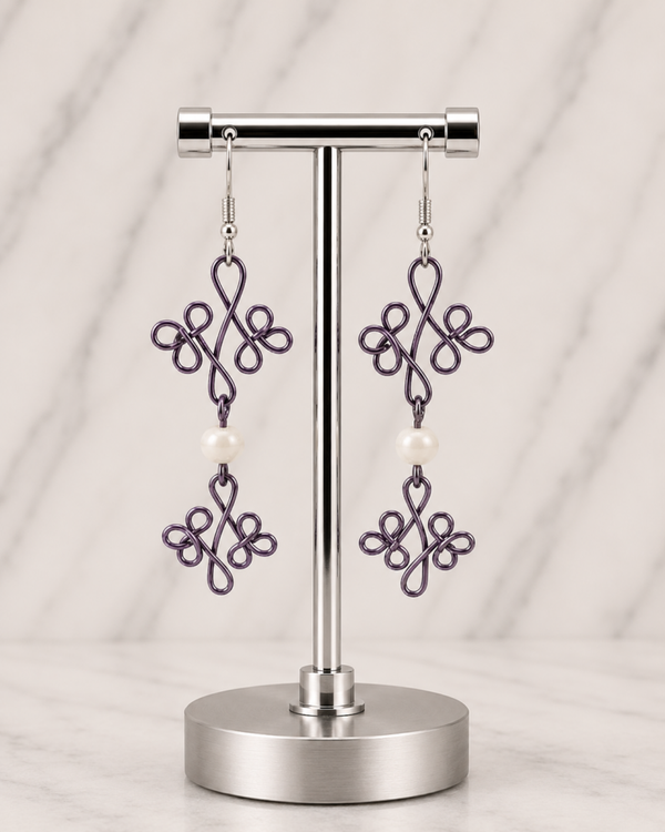 Purple Scrollwork Earrings