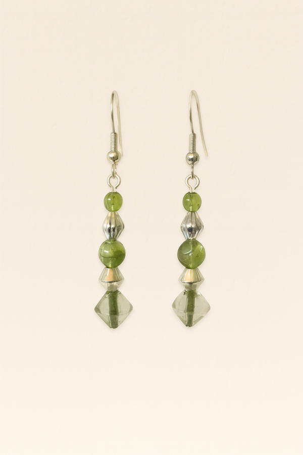 Layered Lime & Olive Green Glass Beads