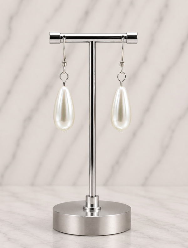 Teardrop Glass Pearl Earrings