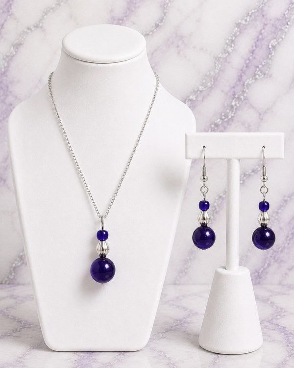 Deep Purple & Silver Accent Bead Set