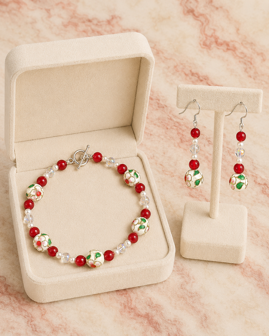 Cloisonné Bloom Bracelet & Earring Set