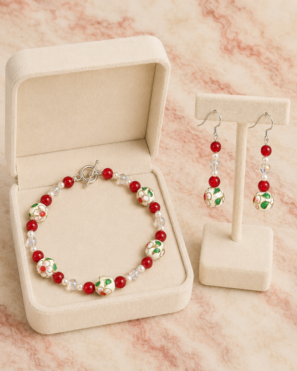 Cloisonné Bloom Bracelet & Earring Set