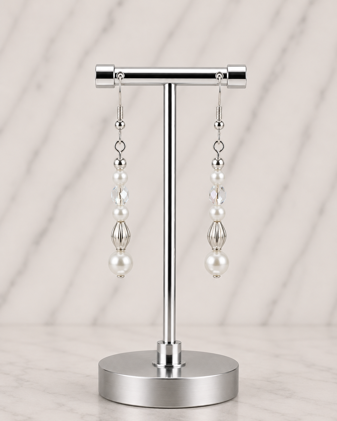 Elegant Ivory Dangle Earrings with Sterling Silver Hooks