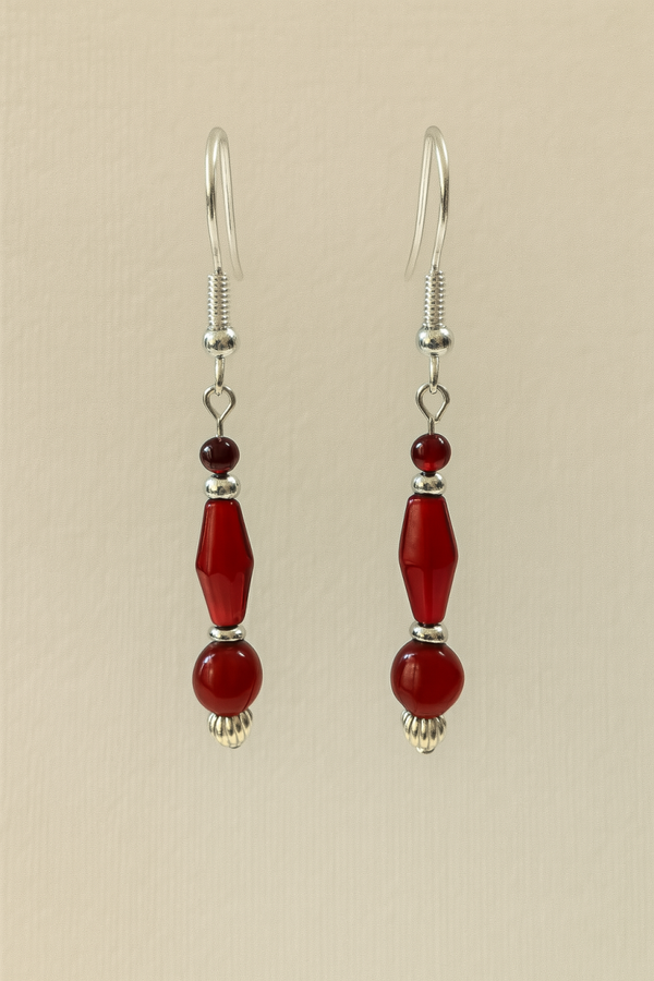 Red Glass Bead Earrings