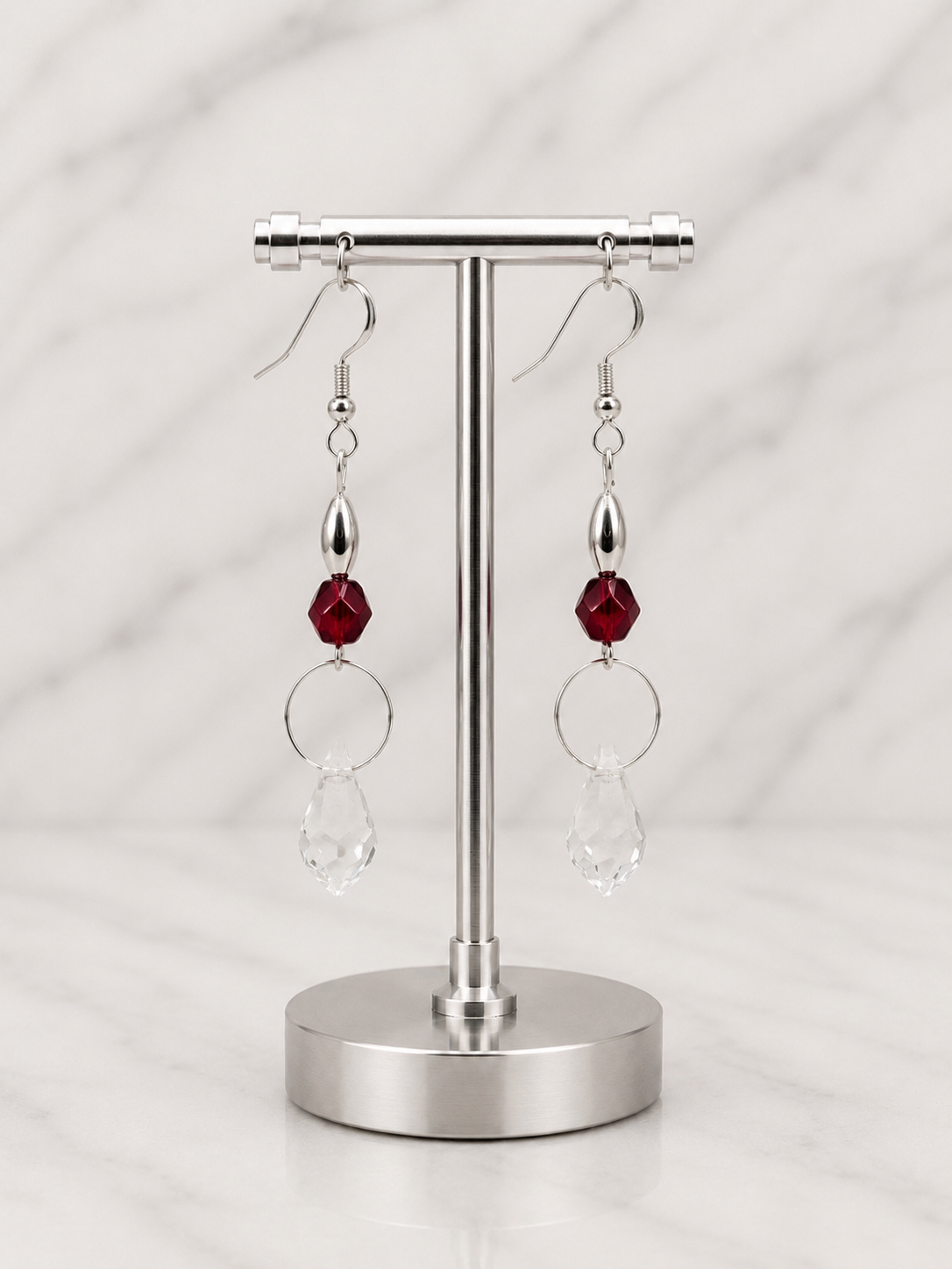 Garnet Glow Crystal Drop Earrings
