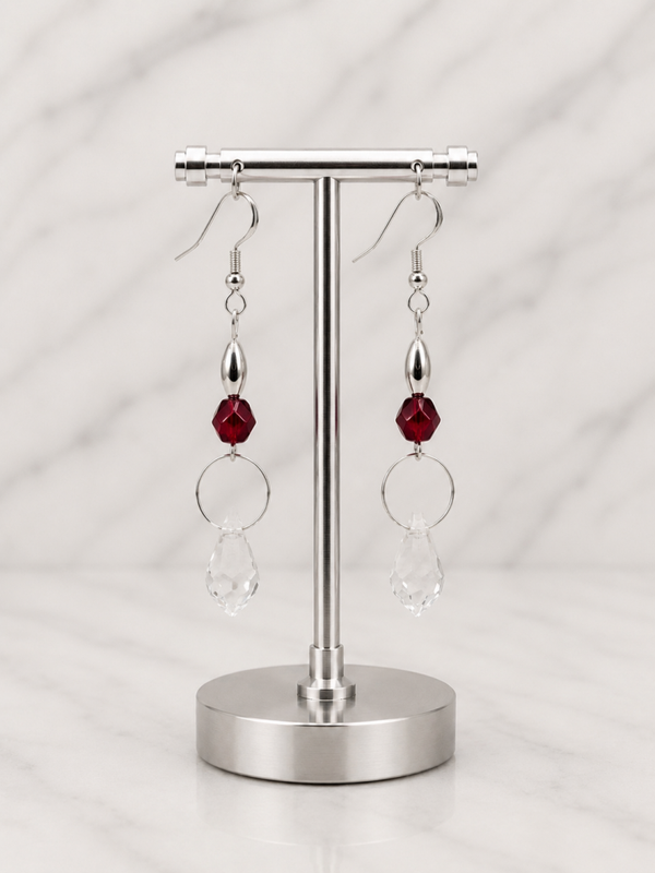 Garnet Glow Crystal Drop Earrings