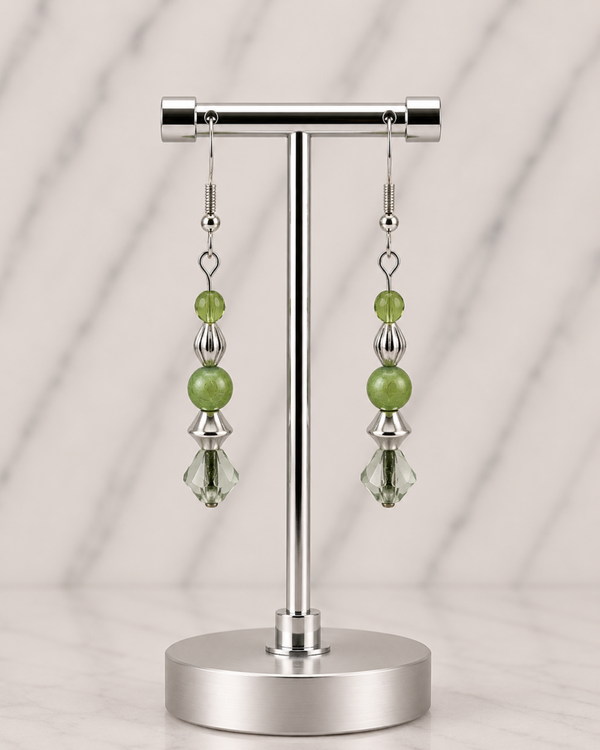 Layered Lime & Olive Green Glass Beads