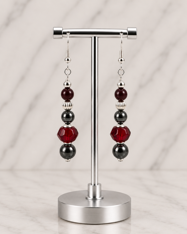 Midnight Ruby Dangle Earrings