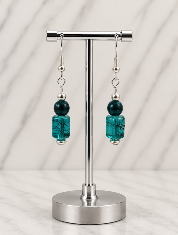 Teal Swirl Drop Earrings
